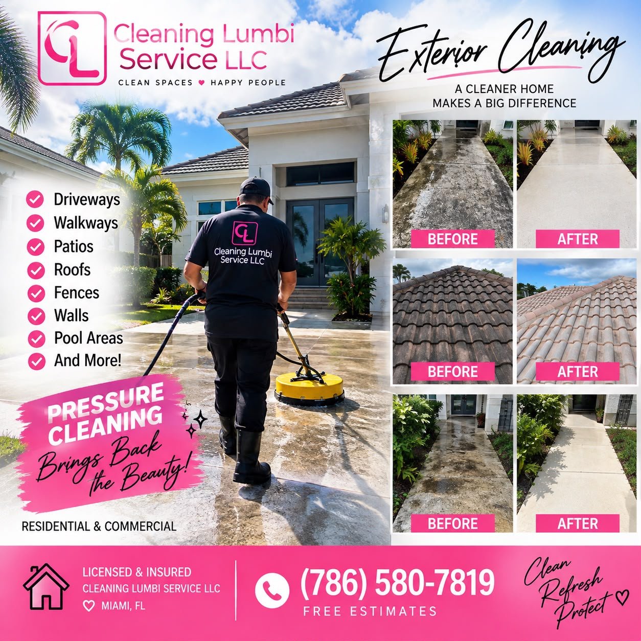 Exterior pressure cleaning — Cleaning Lumbi